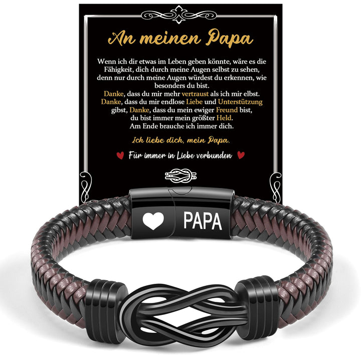 CheersLife Knotenarmband Geschenk Für Männer Braun Geflochtenes Leder Edelstahl Unendlichkeit Armbän