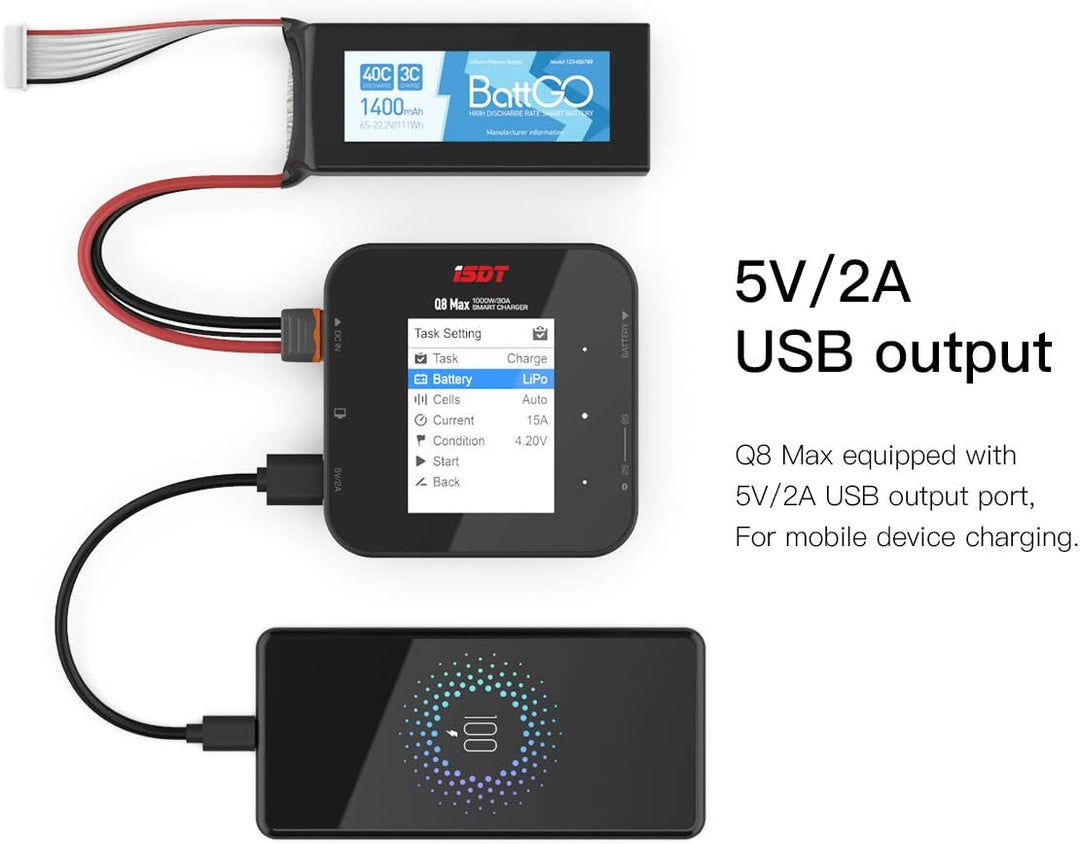 ISDT Q8 Max 1000W 30A Lipo Akku Balance Ladegerät Smart Digital Ladegerät für RC 1-8S Akku Batterien