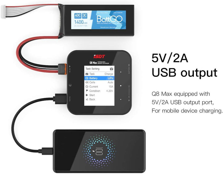 ISDT Q8 Max 1000W 30A Lipo Akku Balance Ladegerät Smart Digital Ladegerät für RC 1-8S Akku Batterien