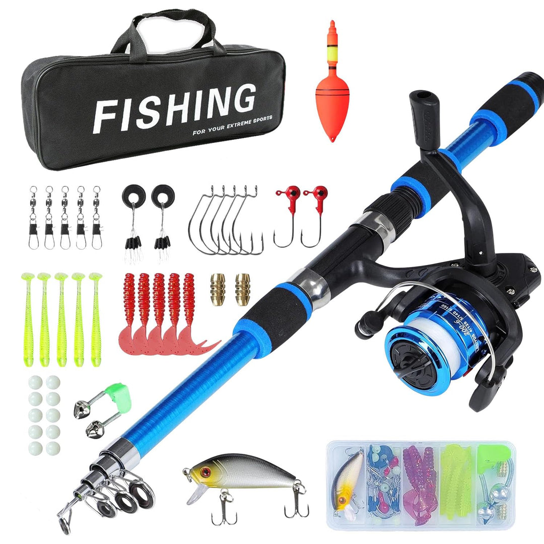 Kinder-Angelset – Teleskopstange & Walzen-Kombi-Kit für Jungen/Mädchen | Komplett-Fishing-Tools mit