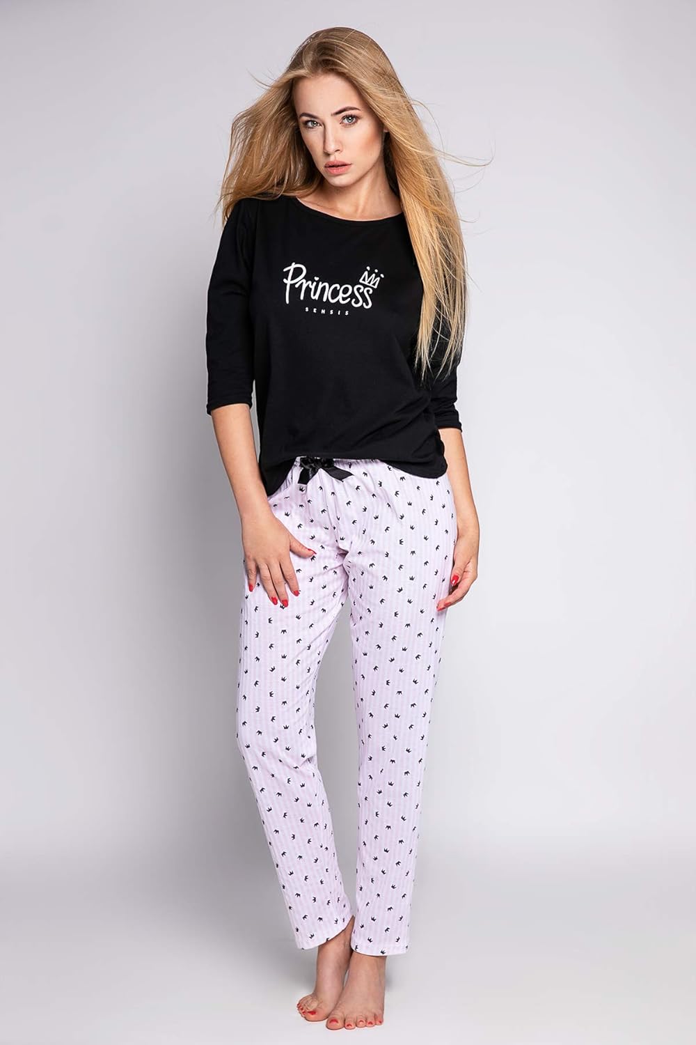 S&amp; SENSIS modischer Baumwoll-Pyjama (Made in EU) Shorty Schlafanzug Hausanzug aus lässigem Shirt und