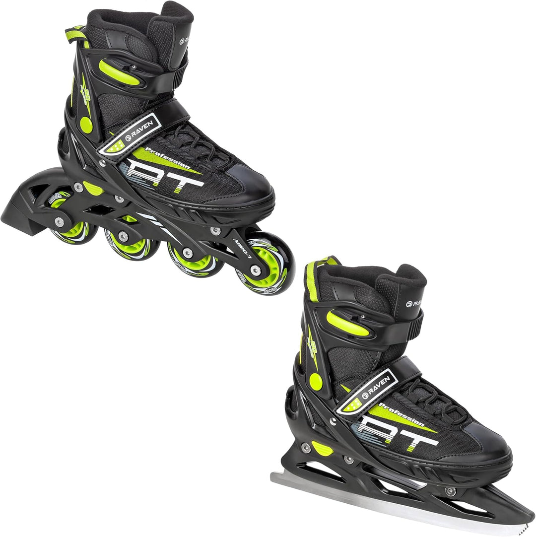 RAVEN Profession 2in1 Schlittschuhe Inlineskates Inliner für Kinder und Erwachsene verstellbar 28-32