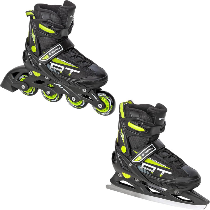 RAVEN Profession 2in1 Schlittschuhe Inlineskates Inliner für Kinder und Erwachsene verstellbar 28-32