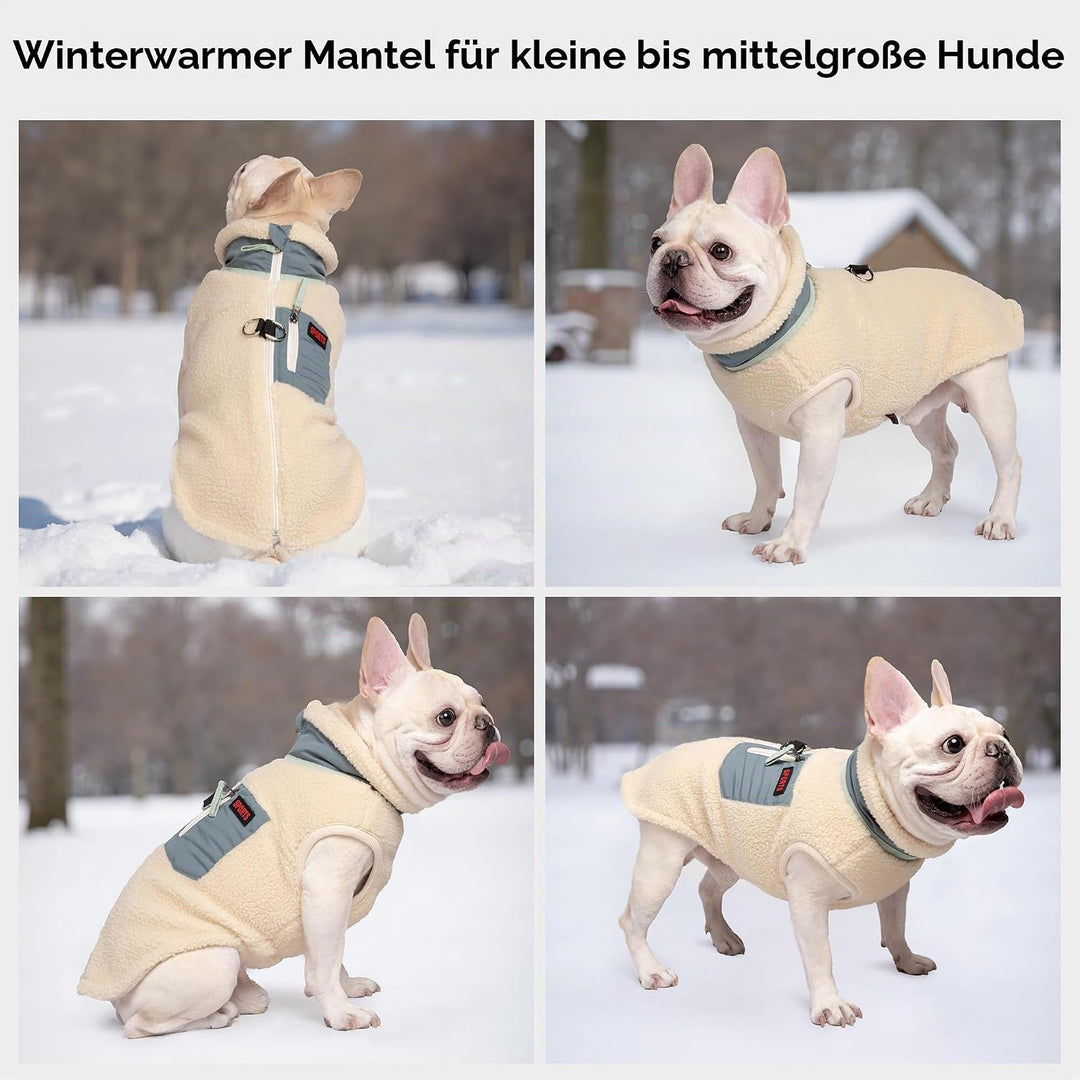FEimaX Warme Hundemantel Winddichte Haustier Winter Fleece Hundejacke Winterweste mit D-Ring Hundekl