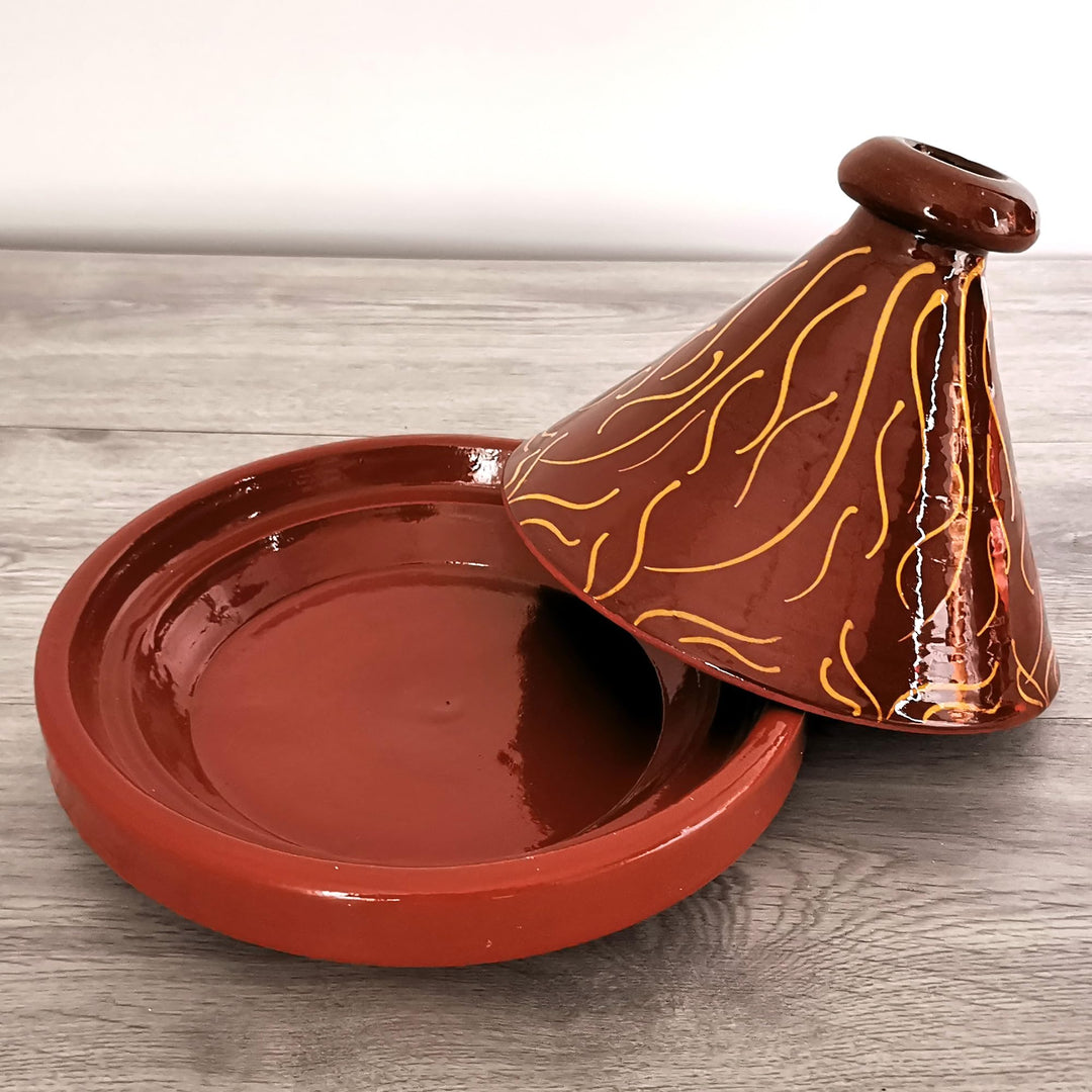 Marokkanische Tajine, Kochtopf, Gartopf, Schmortopf aus Marokko Glasiert, für 2-6 Personen, Original