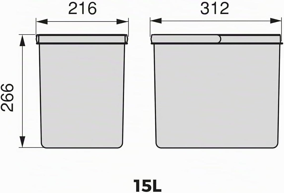 EMUCA 8937223 Abfallsammler, Müllbehälter für zuschneidbaren Basis, Eimer mit höhe 266mm und Fassung