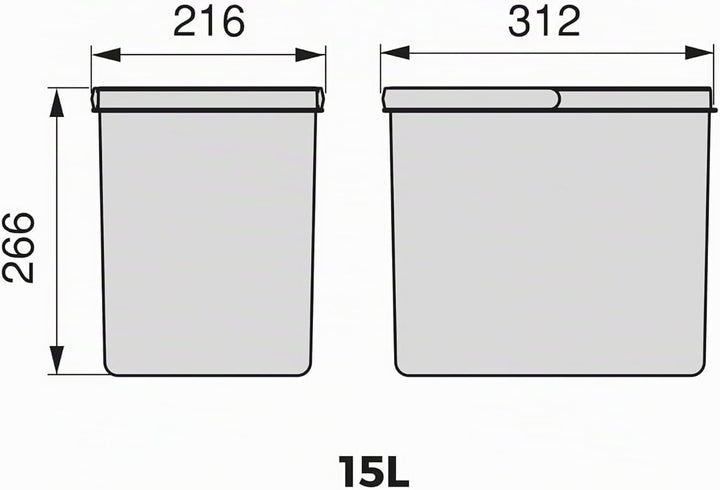EMUCA 8937223 Abfallsammler, Müllbehälter für zuschneidbaren Basis, Eimer mit höhe 266mm und Fassung