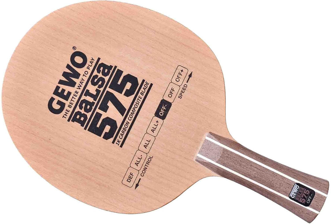 GEWO Balsa Carbon 575 Tischtennisholz – 3+2-lagig mit 1K-Carbon &amp; 5,75mm Balsa – kontrolliertes Offe