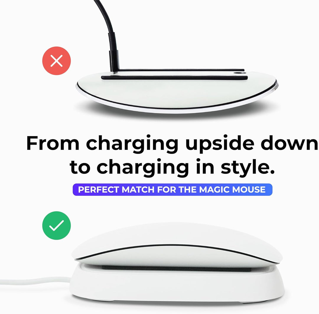 Ascrono - Ladestation kompatibel mit Magic Mouse - Weiss - Perfektes Zubehör | Nutzbar als Ladestati