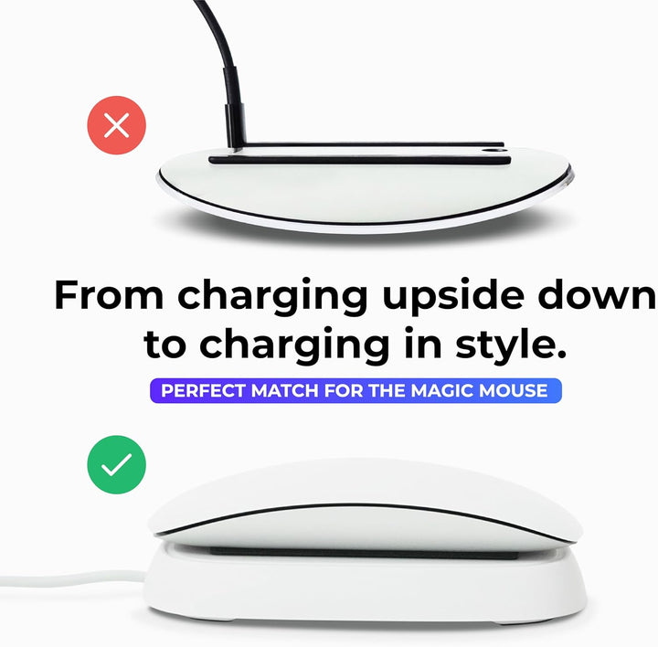 Ascrono - Ladestation kompatibel mit Magic Mouse - Weiss - Perfektes Zubehör | Nutzbar als Ladestati