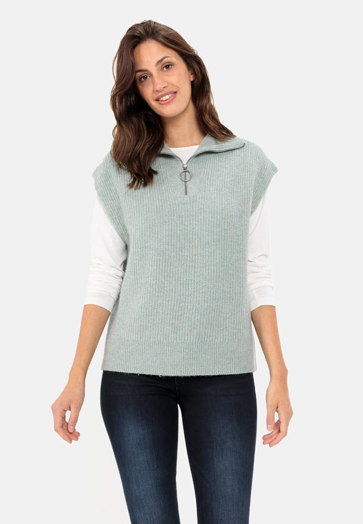 camel active Damen Ärmelloser Troyer aus recyceltem Material L Weiss, L Weiss