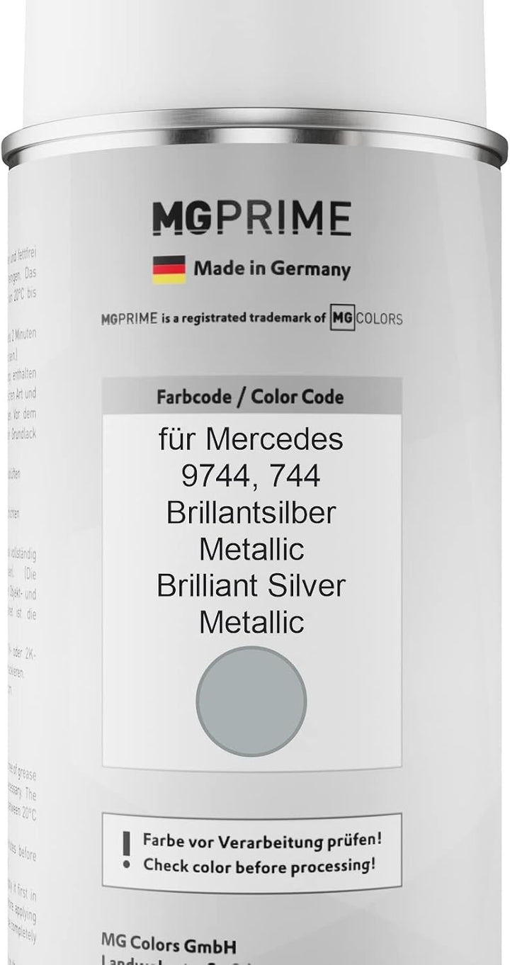 MG PRIME Autolack Spraydose für Mercedes 9744/744 Brillantsilber Metallic | Brilliant Silver Metalli