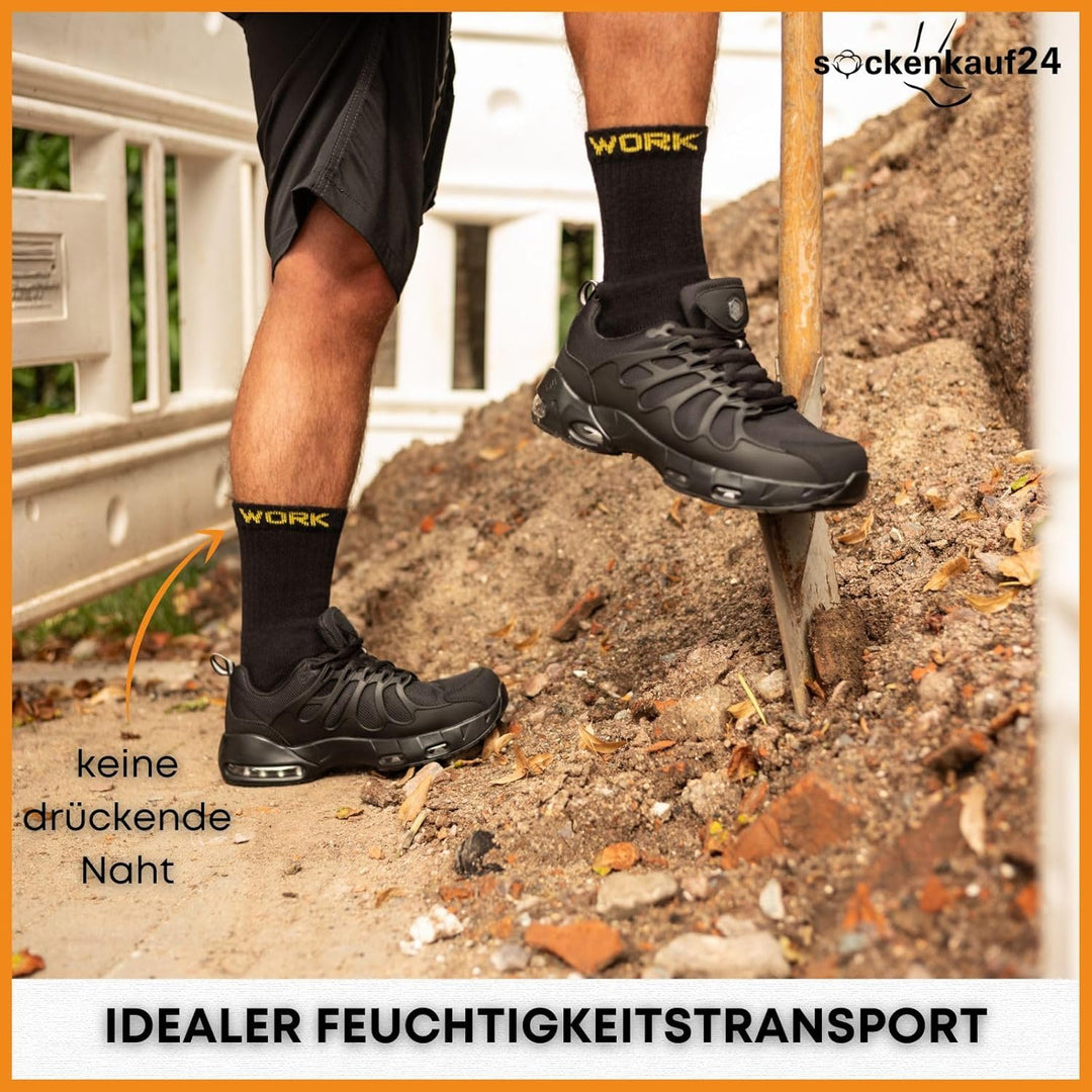 Herren Arbeitssocken (10 oder 20 Paar) WORK Socken Baumwolle 43-46 20 Paar | Schwarz, 43-46 20 Paar