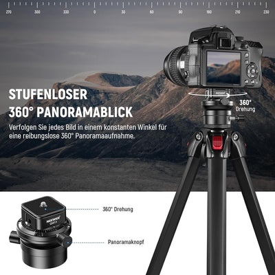 NEEWER Panorama Kugelkopf Stativkopf Nivelliersockel Aluminium, 1/4" Schnellwechselplatte für DSLR &