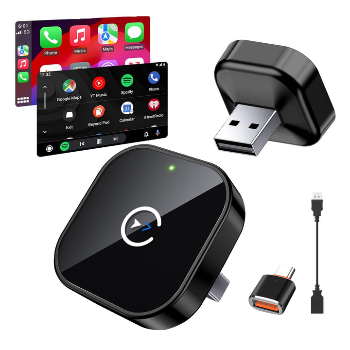 2026 Upgraded Wireless CarPlay Adapter – Bluetooth 5.3 &amp; WiFi 6, Plug &amp; Play USB-A mit USB-C Adapter