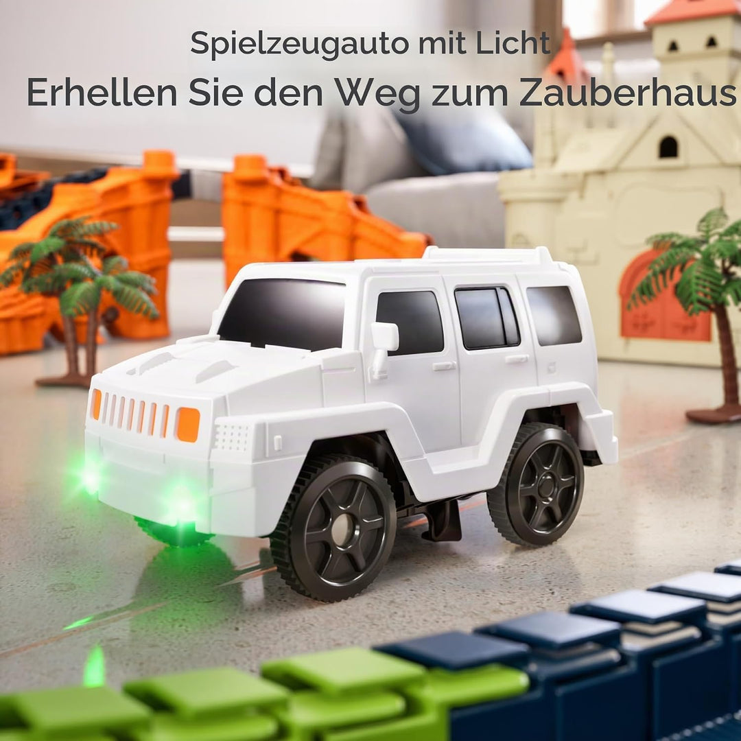 TUMAMA Rennstrecken Spielen Fahrzeuge Spielzeug Set, Flexible Track Rennbahn mit 360 Loop und Auto T