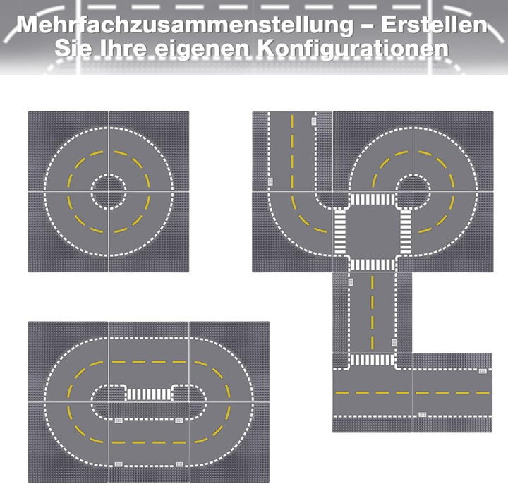 Lekebaby 12 Platten-Set Stadt Strassen Grundplatte, 25.5 * 25.5cm Strassenplatten 100% Kompatibel mi