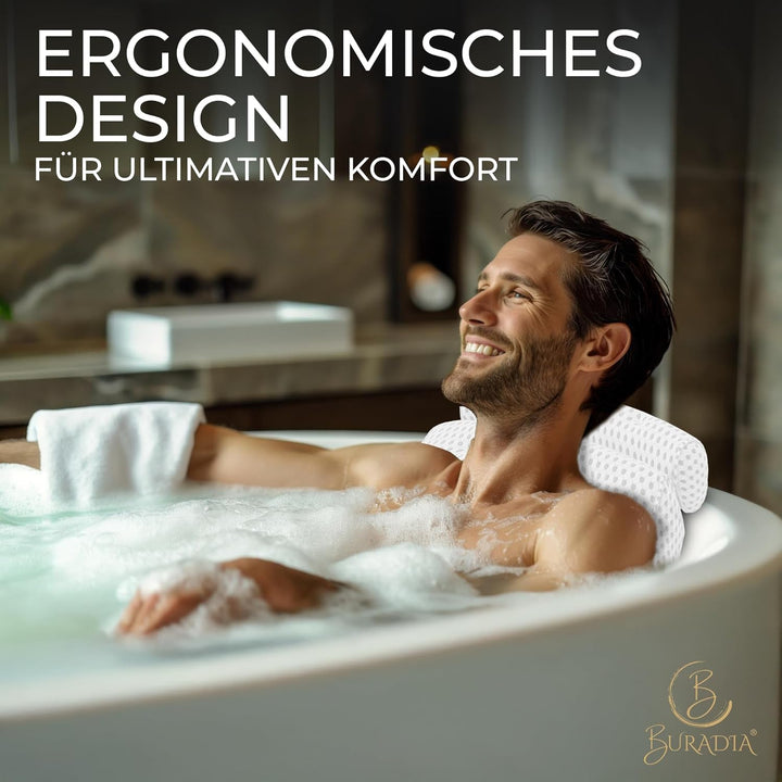 Badewannenkissen inkl. Wäschenetz - Ultimativer Komfort und Entspannung mit neuester Air Mesh Techno