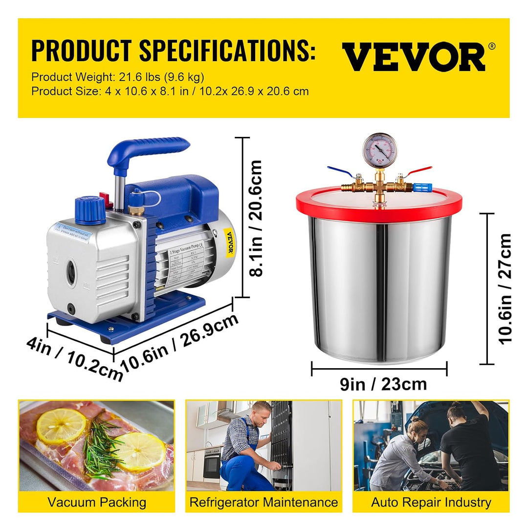 Vakuumkammer mit 3CFM Vakuumpumpe (11.4L)