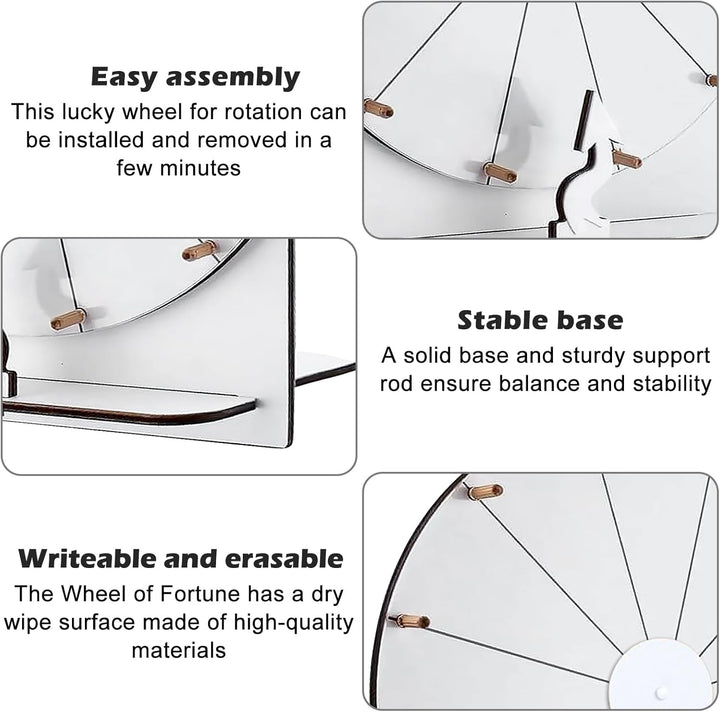 PORFOYO Grosses Glücksrad Set, 30cm Glücksrad Zum Drehen Mit Ständer Und Markierstift, Glücksrads Zu