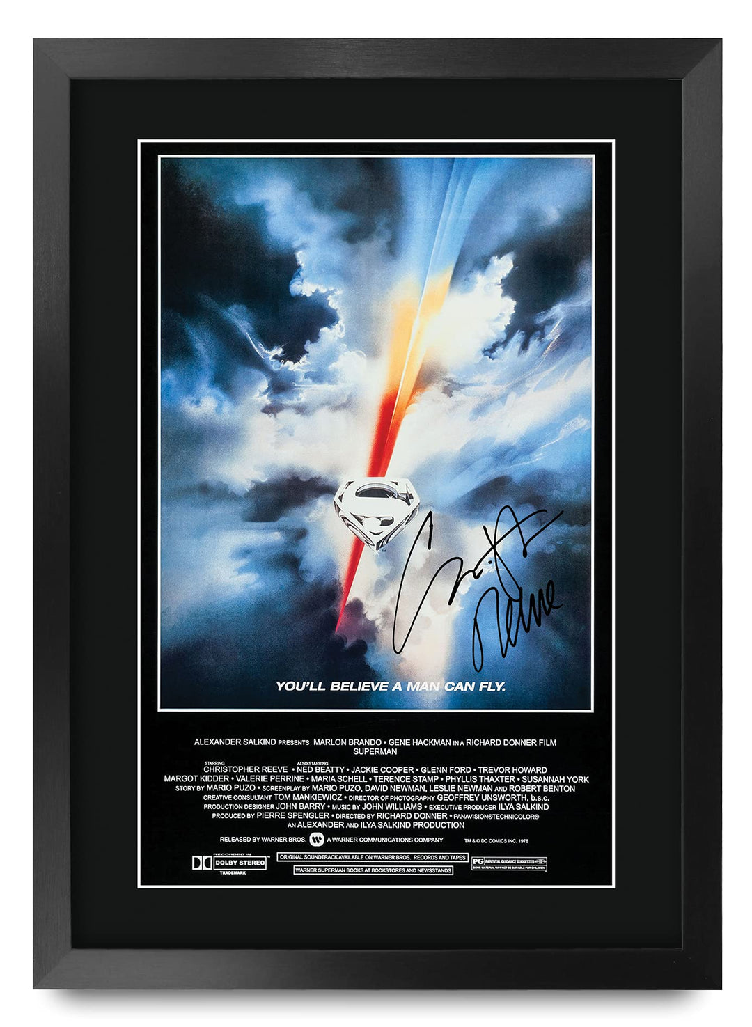 HWC Trading Superman A3 Gerahmte Signiert Gedruckt Autogramme Bild Druck-Fotoanzeige Geschenk Für Ch