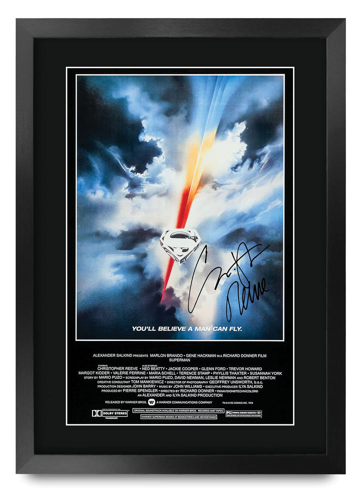 HWC Trading Superman A3 Gerahmte Signiert Gedruckt Autogramme Bild Druck-Fotoanzeige Geschenk Für Ch