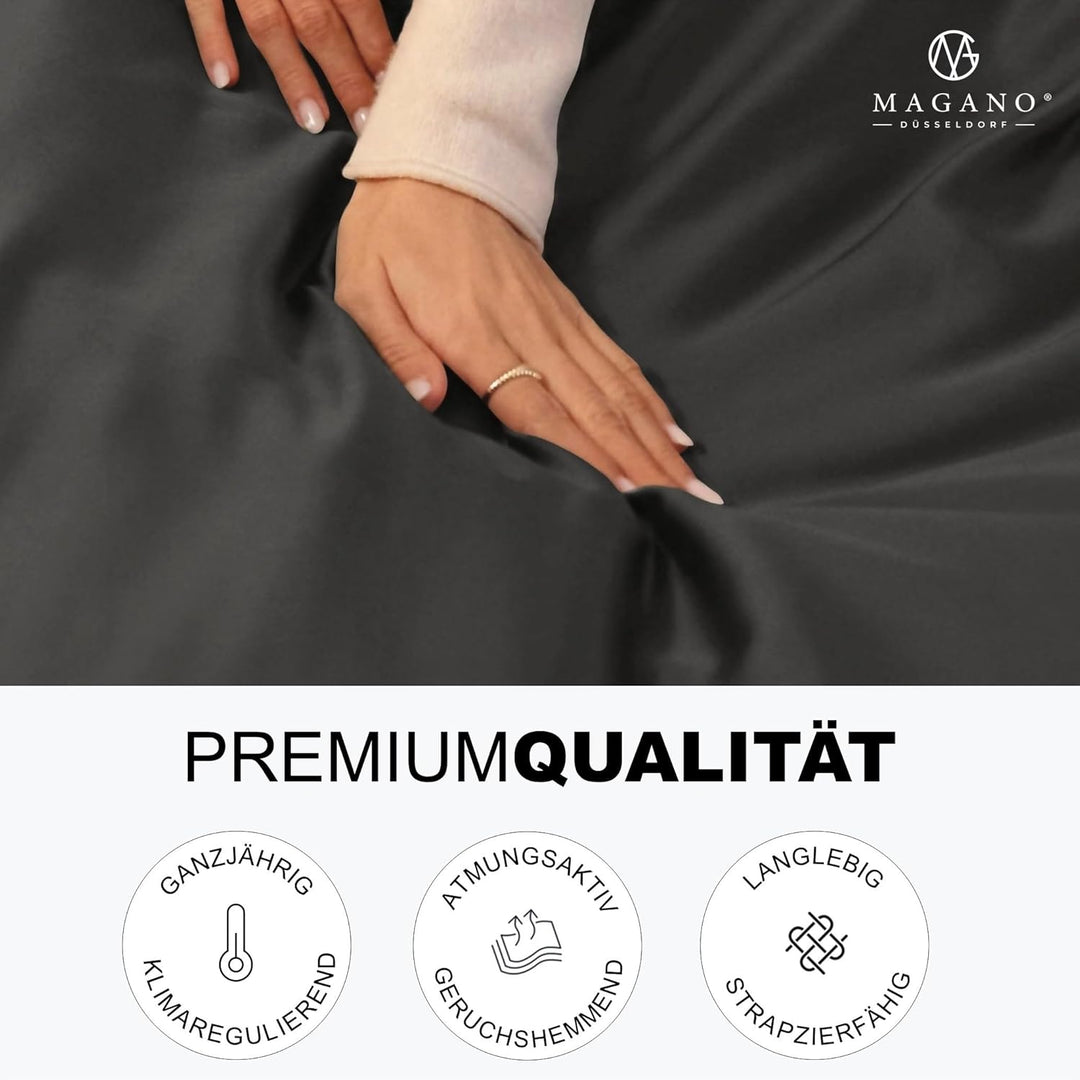 Magano® Premium Bettwäsche 135x200 Grau | Weich &amp; Bügelfrei | Hypoallergen &amp; Atmungsaktiv | Deckenbe
