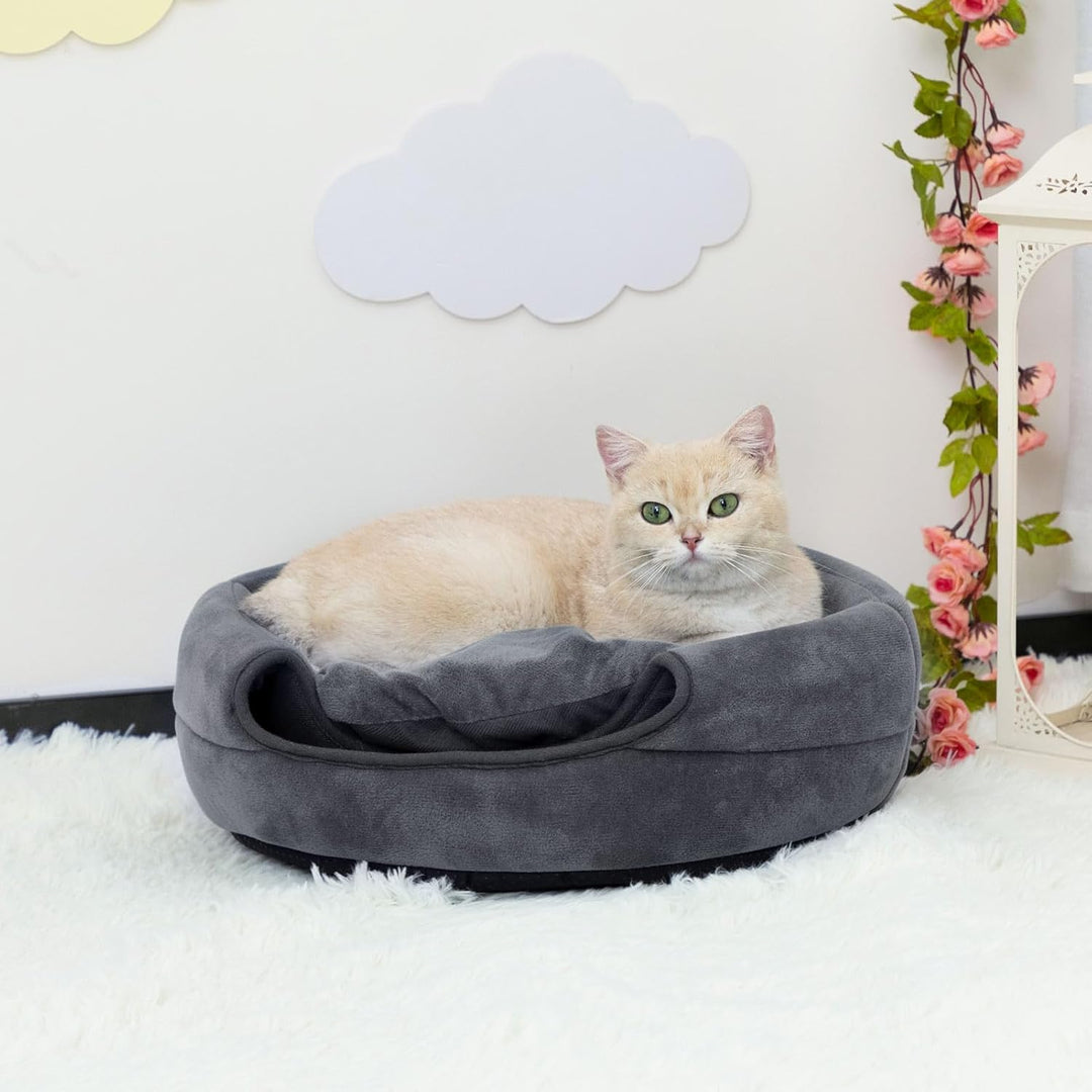 Hollypet Katzenbett Kleines Hundebett, 2-in-1 faltbares Haustier-Höhlenbett, Warmes Haustierbett aus