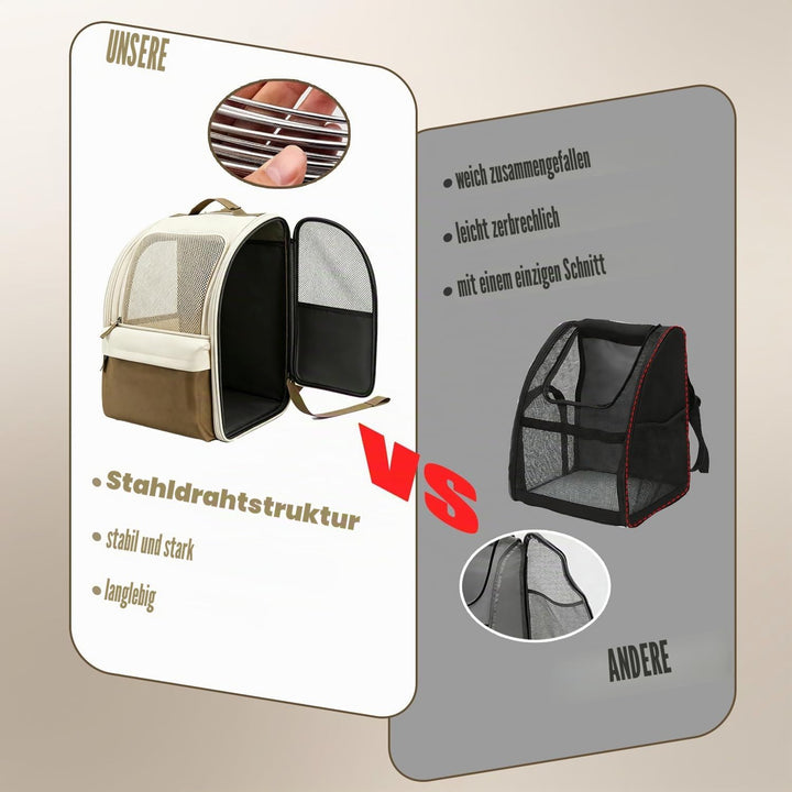 Katzen Hunde Rucksack, Katzenrucksack mit Fenster, Hunderucksack Stabiler Stahldrahtrahmen Verschlei
