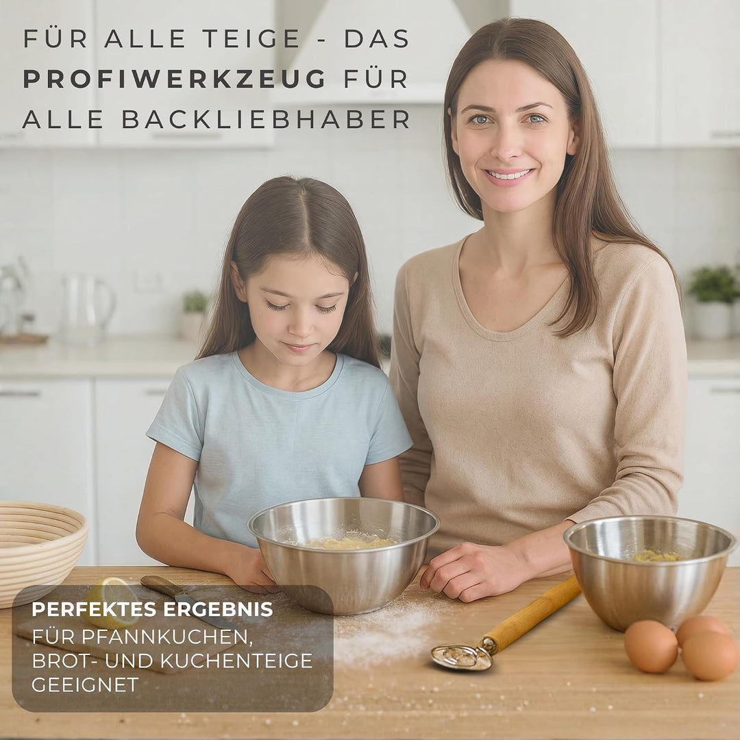 HAVENHAUS Backset Brotkorb Dänisch - Gärkörbchen Backen Set Sauerteig Brot Dänischer Schneebesen Gär