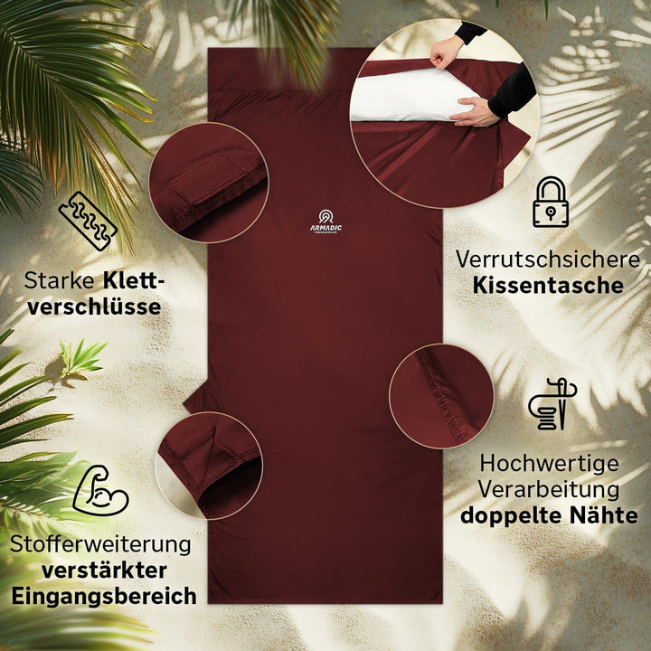 Hüttenschlafsack aus Mikrofaser oder Bio-Baumwolle (nur 230g / 380g) - Ultra leicht, klein und dünn.