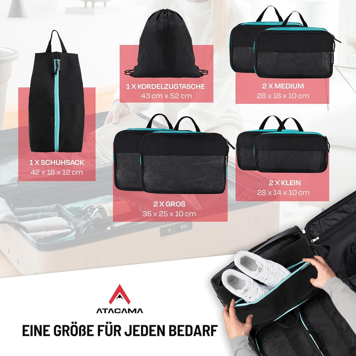 Atacama Premium Kompressions-Packwürfel-Set: Reissverschluss & Dual-Taschen, Packtaschen mit Kompres
