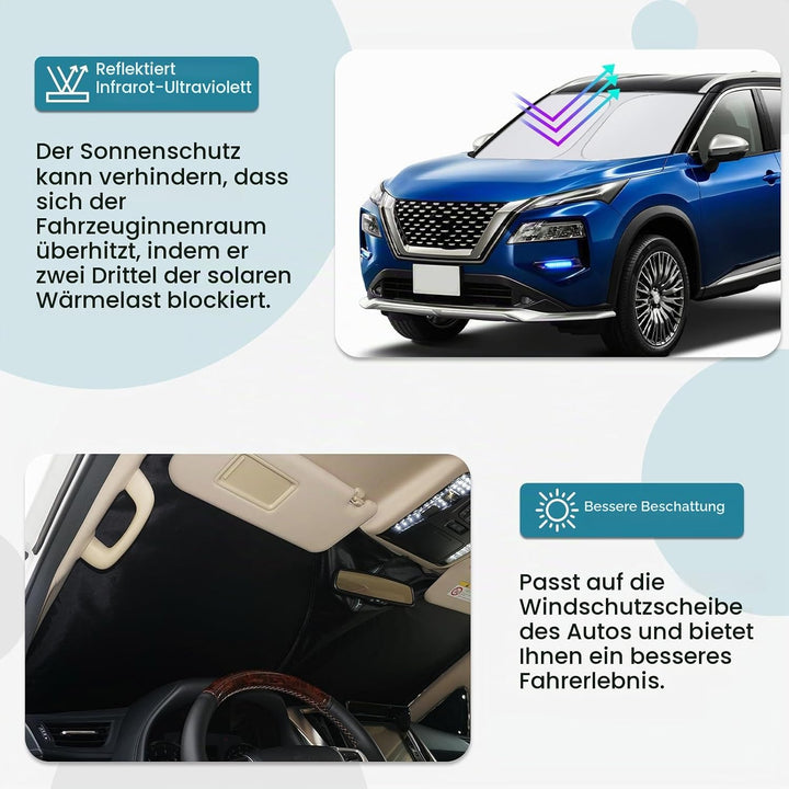 [Upgrade] CDEFG Kompatibel mit Nissan X-Trail T33 2022-2025 2026 Sonnenschutz Abdeckungen Frontschei