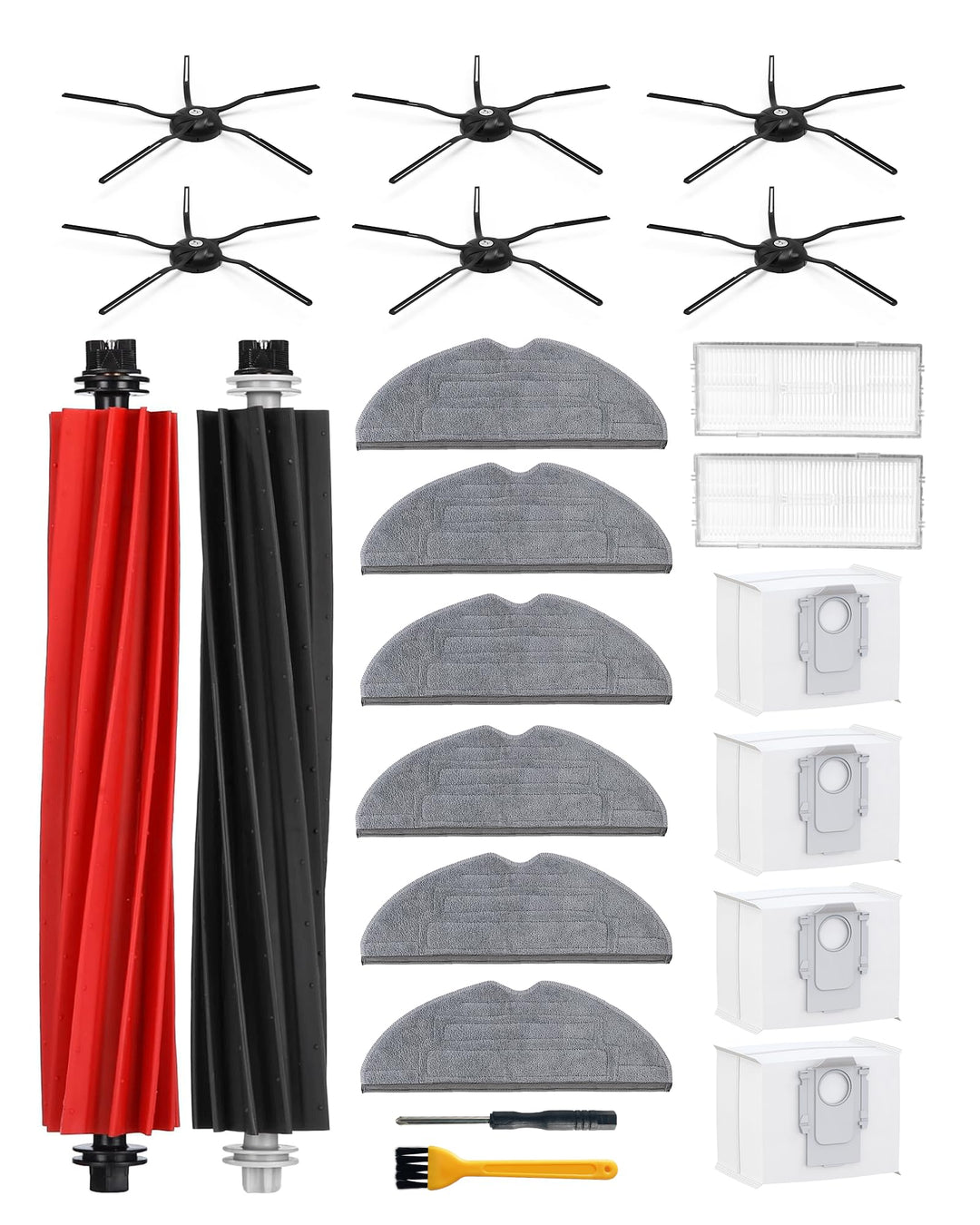 21pcs Ersatzteile für Roborock S8 Pro Ultra Zubehör mit 6 Wischtücher, 6 Seitenbürsten, 4 Staubbeute