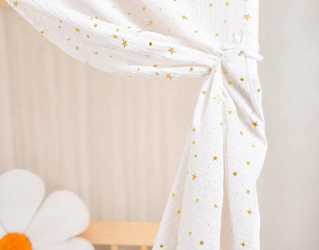 YellowNest Hausbett Himmel (2er Pack) - 100% Baumwolle - Betthimmel Hausbett aus Musselin (2er Pack)