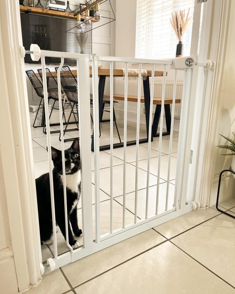 Bettacare Einfach Anzubringen Hundegitter, 75cm - 83cm, Weiss, Druckbefestigung Hundegitter, Barrièr