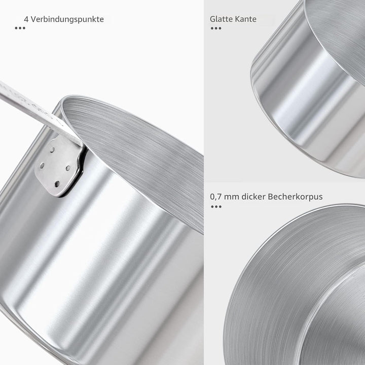 Messbecher und Messlöffel 12er-Set: U-Taste Nesting Cups, Teelöffel und Esslöffel aus Edelstahl 18/8