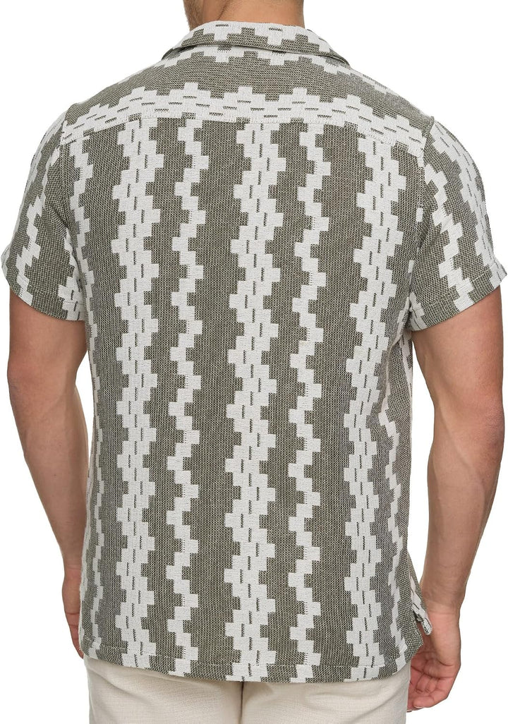 Indicode Herren INCosby Kurzarmhemd mit Button-Down-Kragen | Herrenhemd gestreift Kurzarm Hemd L Arm