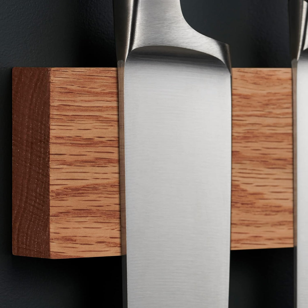 Magnetleiste Messer aus Eichenholz mit Extra Starkem Magnet - 40 cm - Messerhalter Magnetisch Holz f