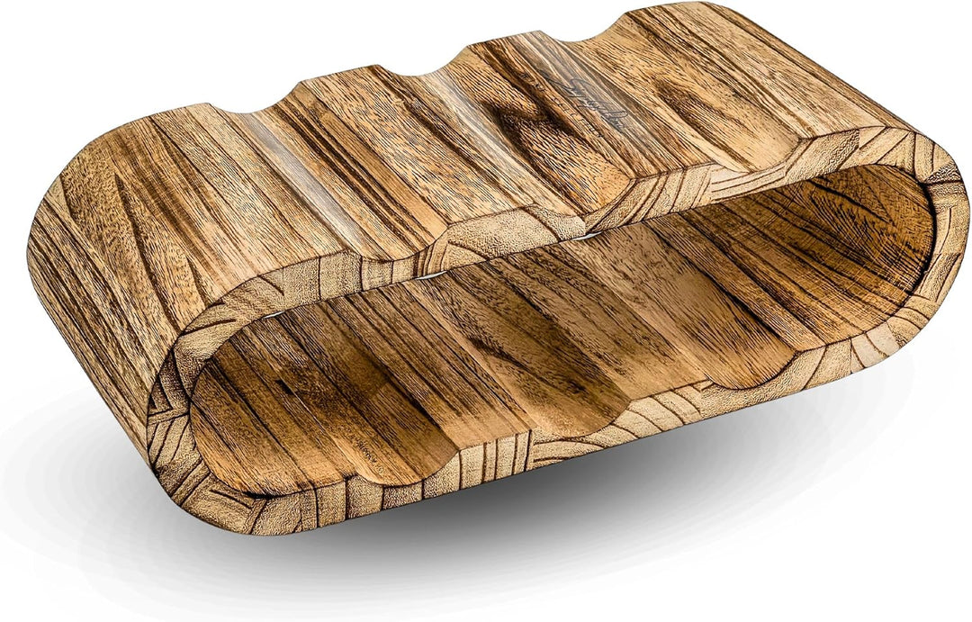 Rustikales Weinregal Holz geflämmt - Flaschenregal Holz für 6 Flaschen, 2 Etagen - Zeitloses Design,