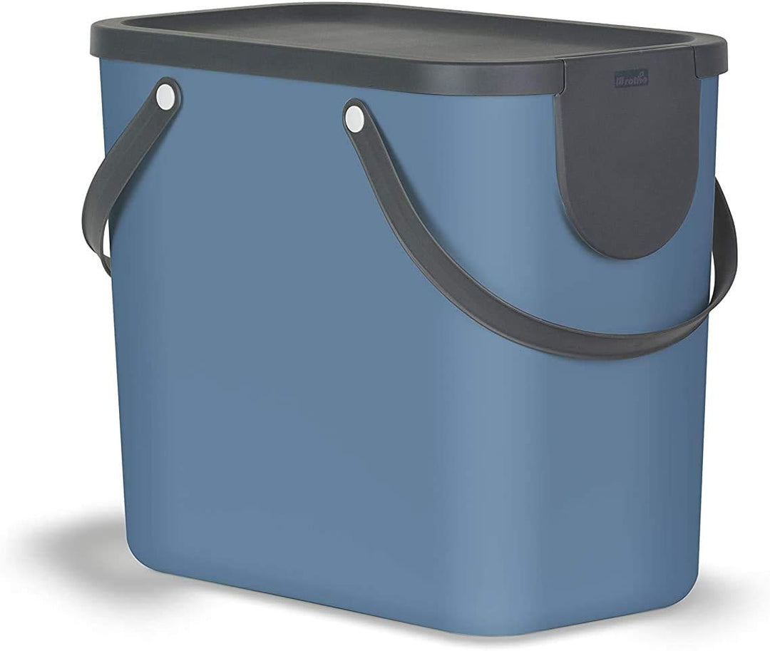 Rotho Albula Mülltrennungssystem 25l für die Küche, Kunststoff (PP) BPA-frei, blau/anthrazit, 25l (4