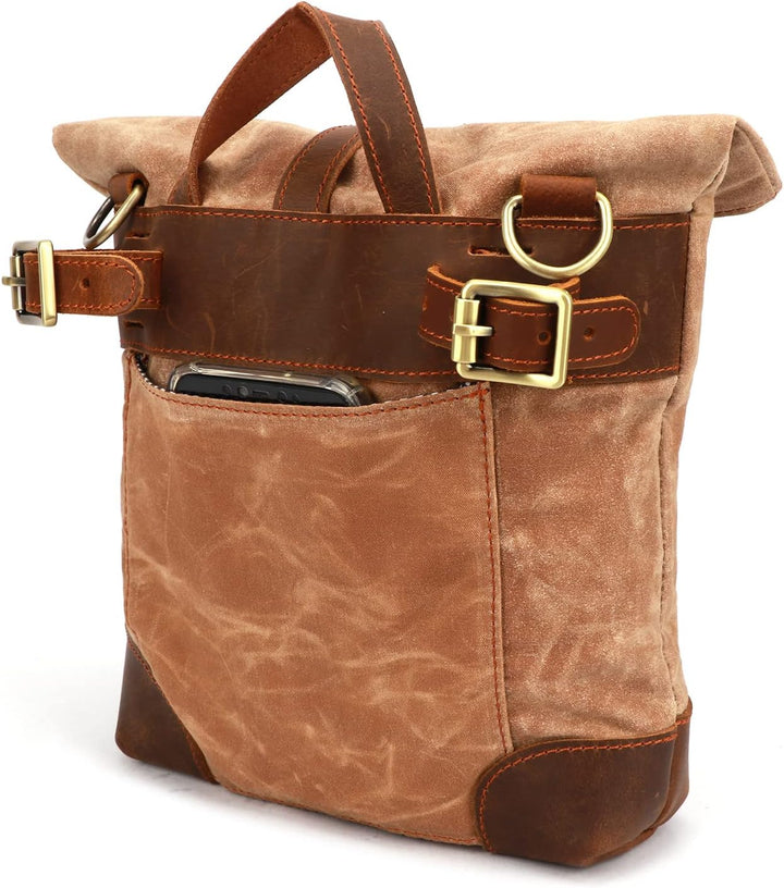 Tourbn Tourbon T-TB1250CA Fahrradtasche aus Wachs-Leinen-Leder, für Damen, Schultertasche, Kuriertas