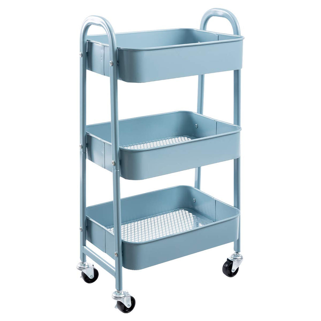 DOEWORKS Rollwagen Küchenwagen Servierwagen Aufbewahrungswagen 3-Etagen Metall Utility Cart mit Räde