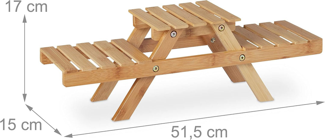 Relaxdays Blumentreppe, mit 3 Ablagen, für die Fensterbank, aus Bambus, Pflanzenregal, HBT: 17 x 51,