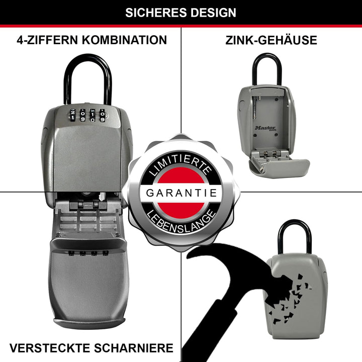 Master Lock Schlüsseltresor Extra Sicherheit, Wandhalterung, Aussen, 18.8 x 10.5 x 4.6 cm, Schlüssel