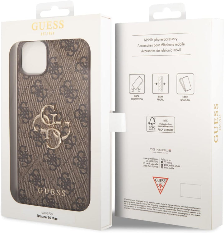 Guess Golden Logo kompatibel mit iPhone 14 Plus Hülle - Braun, GUHCP14M4GMGGR, schwarz