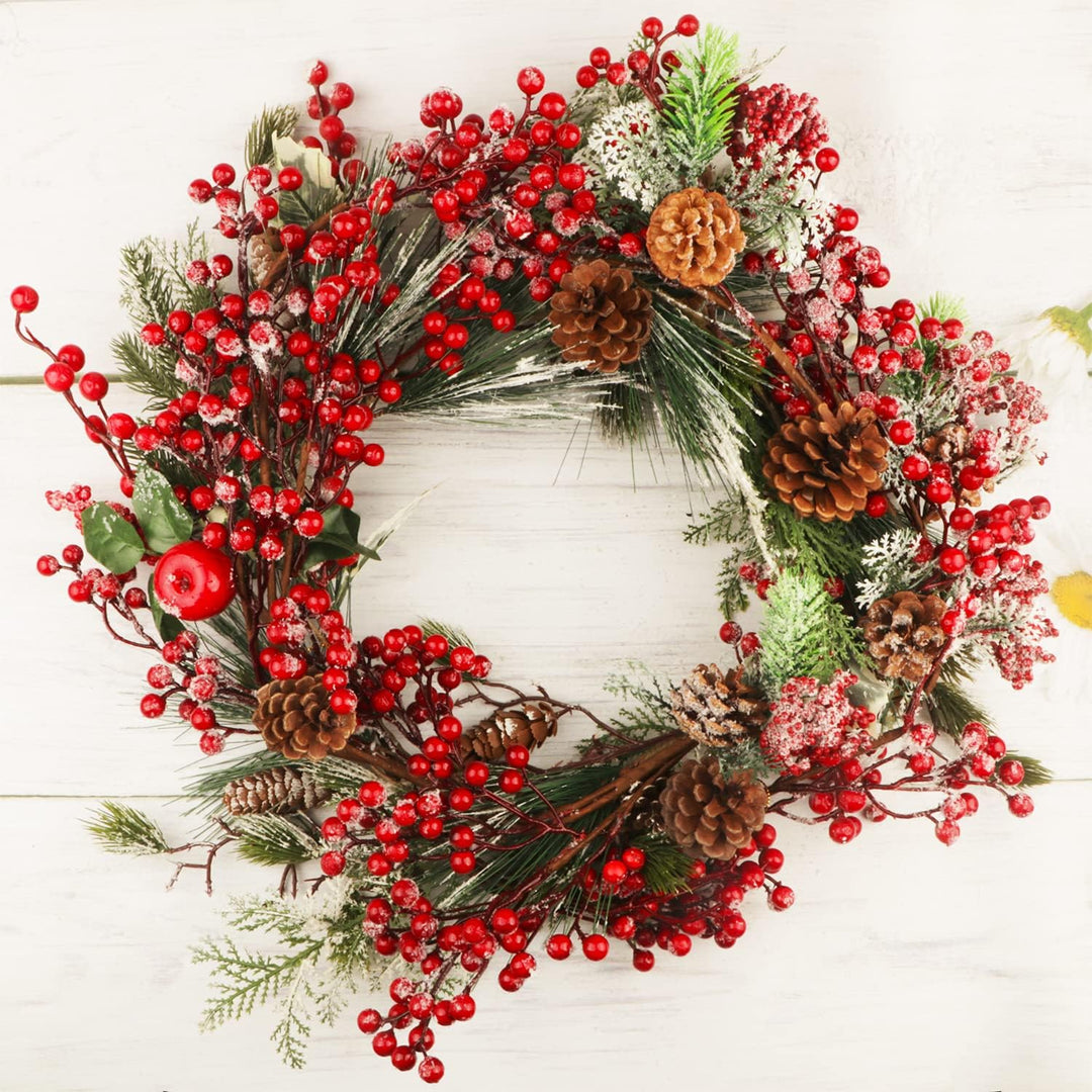 6 STÜCKE Weihnachten Rote Beeren, 50 cm Lange Künstliche Rote Beeren Burgunderrote Rote Beere Picks