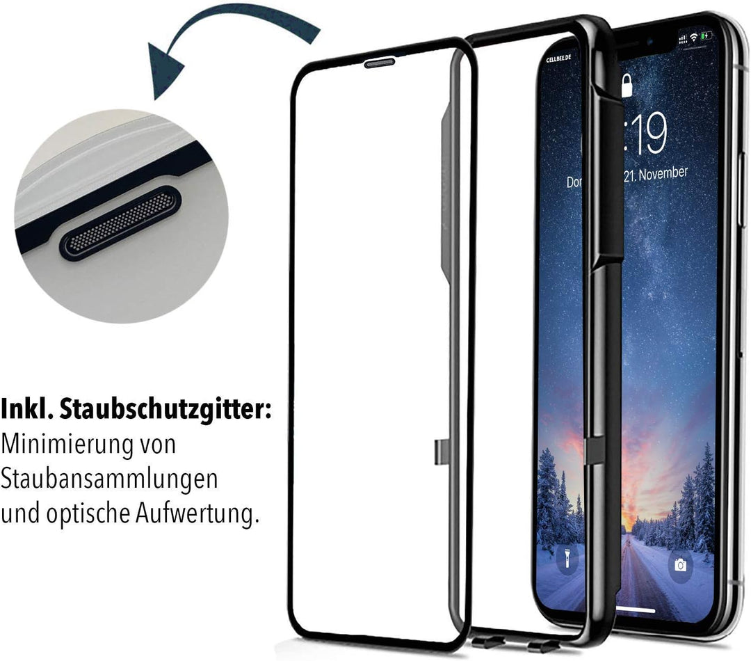 Kompatibel Mit iPhone XS Max 11 Pro Max, Curved, inkl. Applikator, Staubfrei, Notch Unsichtbar, Prem