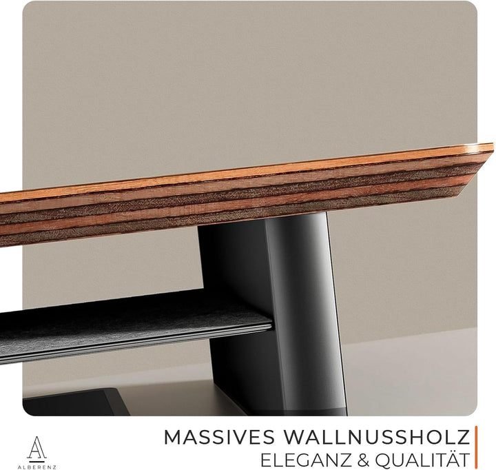 Monitorständer aus Walnussholz – Ergonomischer Bildschirm-Ständer für 1 Monitor bis 35 Zoll, mit int