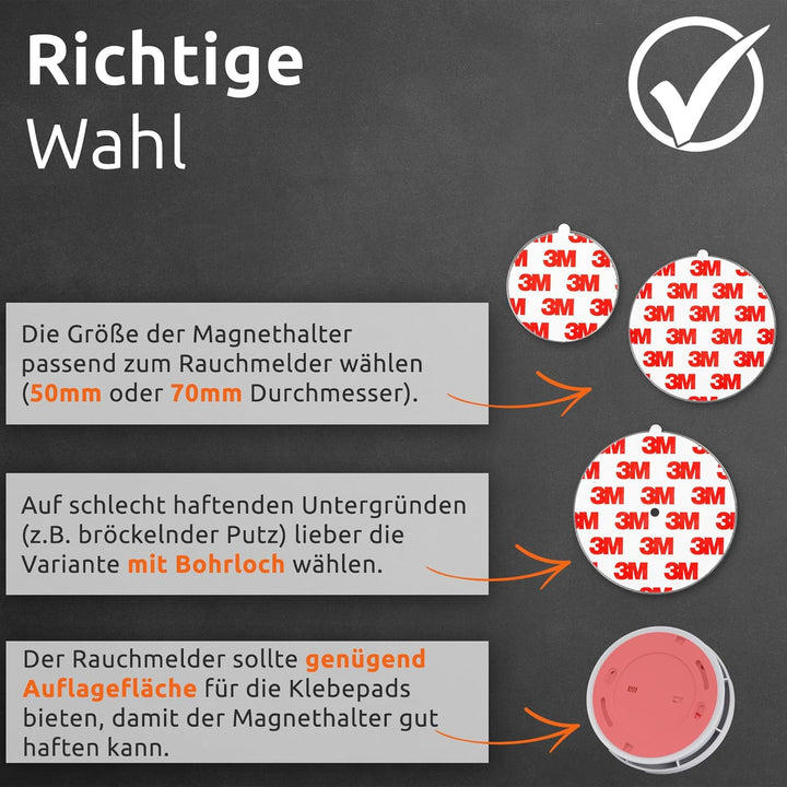 ECENCE Rauchmelder Magnethalter 20 Stück Selbstklebende Magnethalterung für Rauchmelder Ø 70mm schne